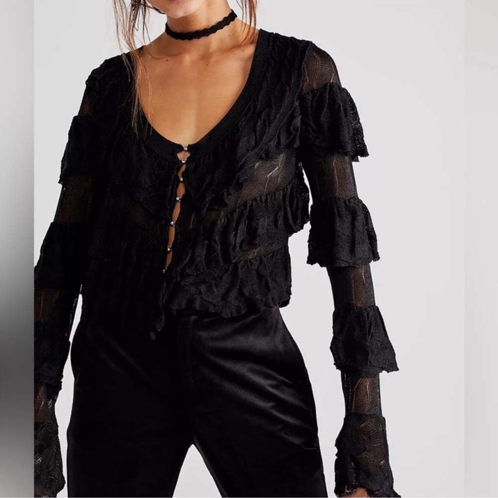 Free People Ruffle Cardigan - Picture 2 of 9